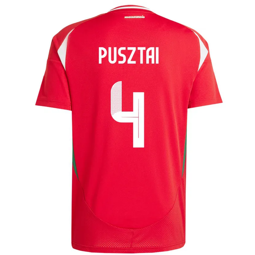 Danxen Donna Maglia Ungheria Sára Pusztai #4 Rosso Kit Gara Home 24-26 Maglietta