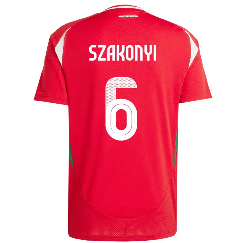 Danxen Donna Maglia Ungheria Emese Szakonyi #6 Rosso Kit Gara Home 24-26 Maglietta