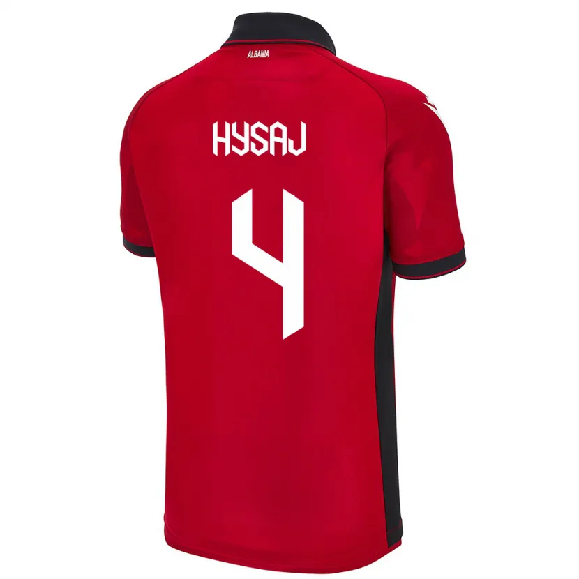 Danxen Donna Maglia Albania Elseid Hysaj #4 Rosso Kit Gara Home 24-26 Maglietta