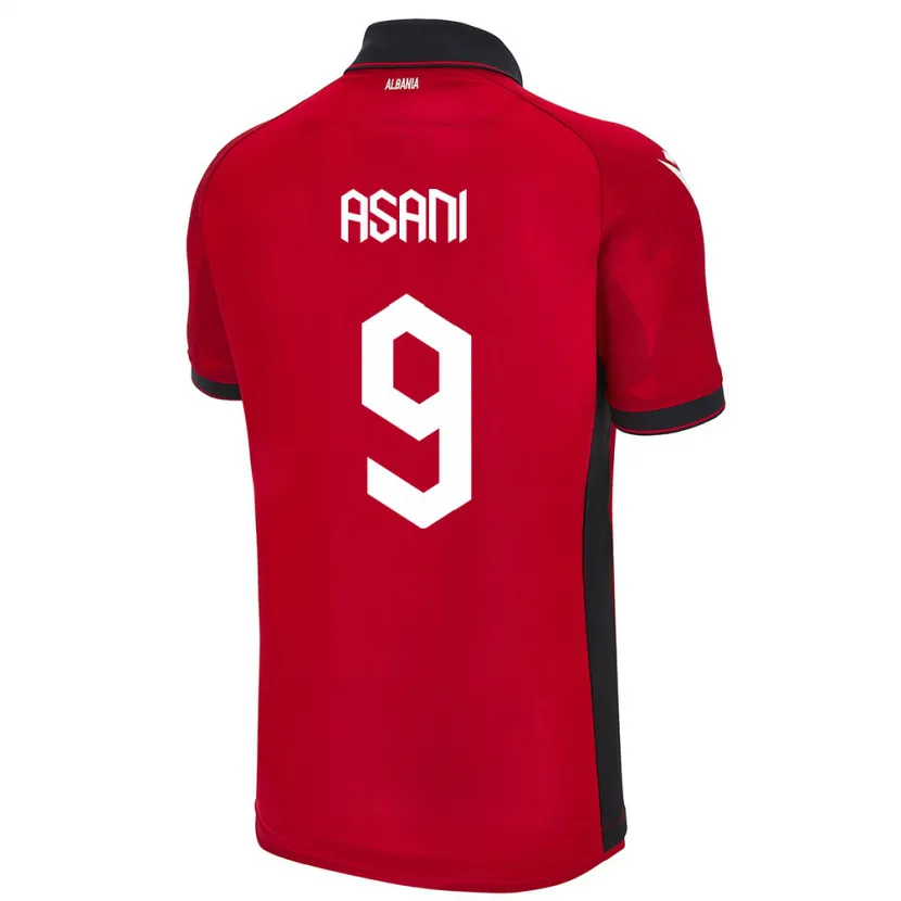 Danxen Donna Maglia Albania Jasir Asani #9 Rosso Kit Gara Home 24-26 Maglietta
