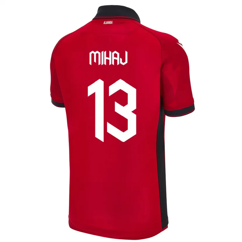 Danxen Donna Maglia Albania Enea Mihaj #13 Rosso Kit Gara Home 24-26 Maglietta