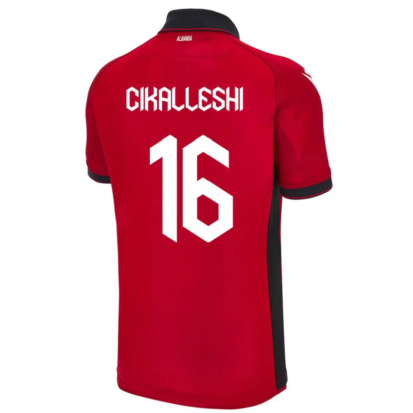 Danxen Donna Maglia Albania Sokol Cikalleshi #16 Rosso Kit Gara Home 24-26 Maglietta