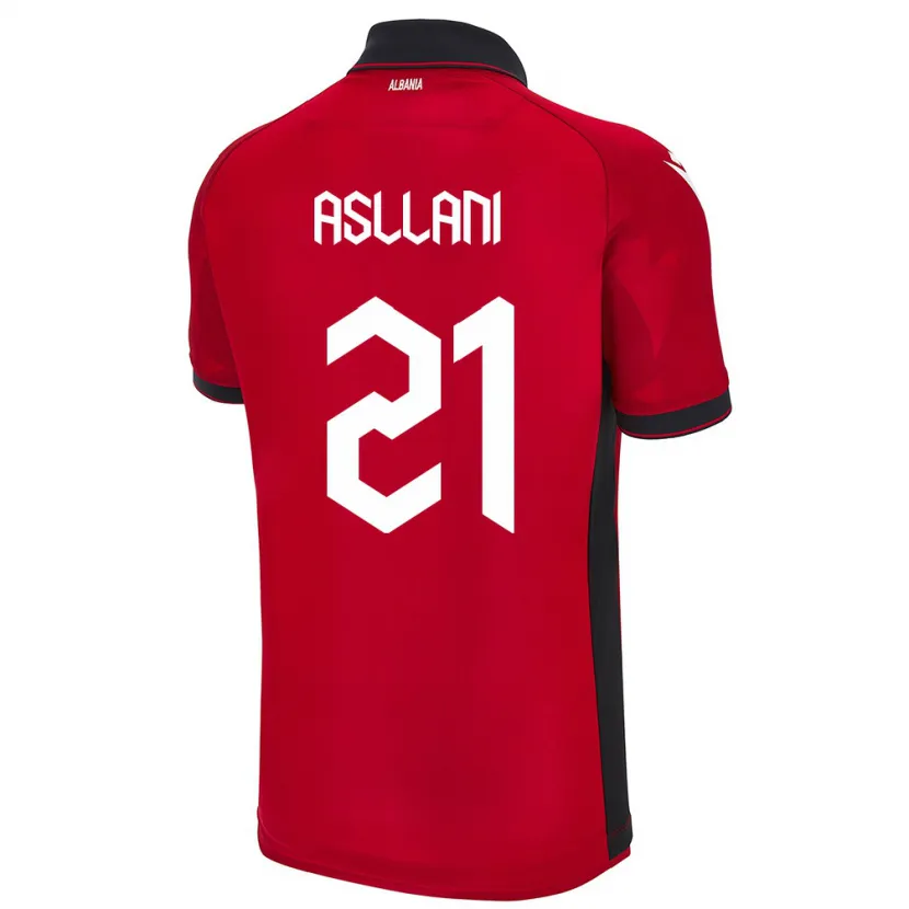 Danxen Donna Maglia Albania Kristjan Asllani #21 Rosso Kit Gara Home 24-26 Maglietta