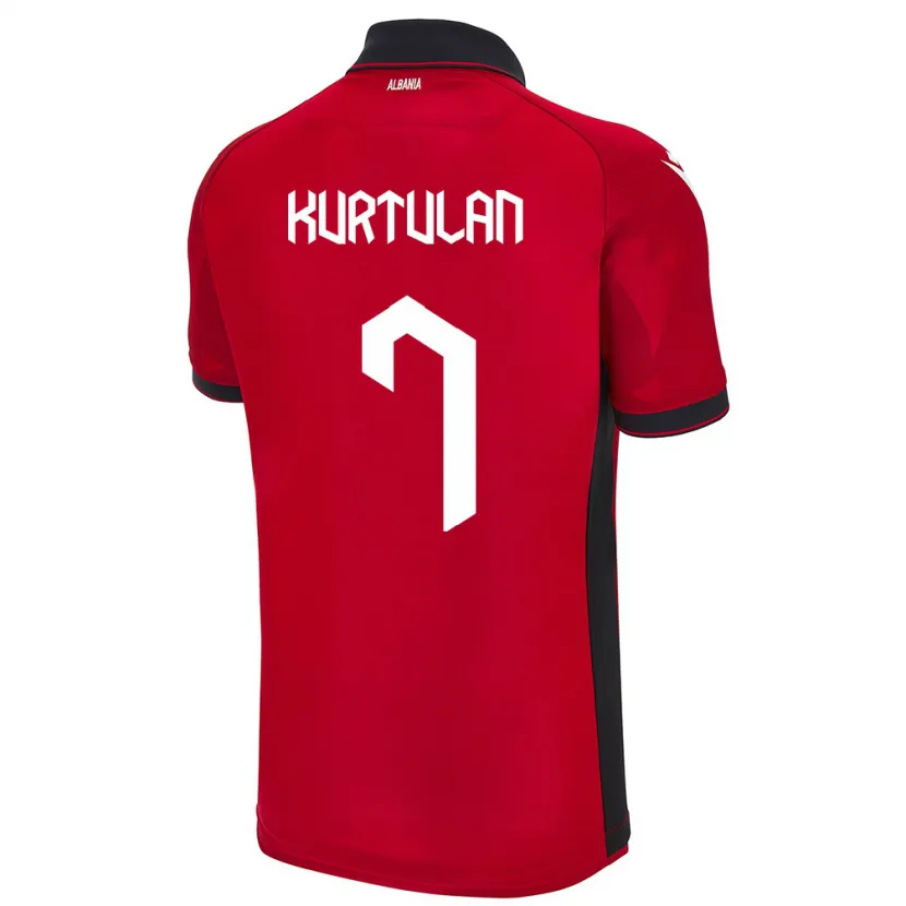 Danxen Donna Maglia Albania Arda Kurtulan #7 Rosso Kit Gara Home 24-26 Maglietta