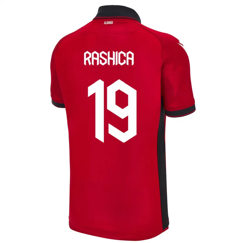 Danxen Donna Maglia Albania Ermir Rashica #19 Rosso Kit Gara Home 24-26 Maglietta