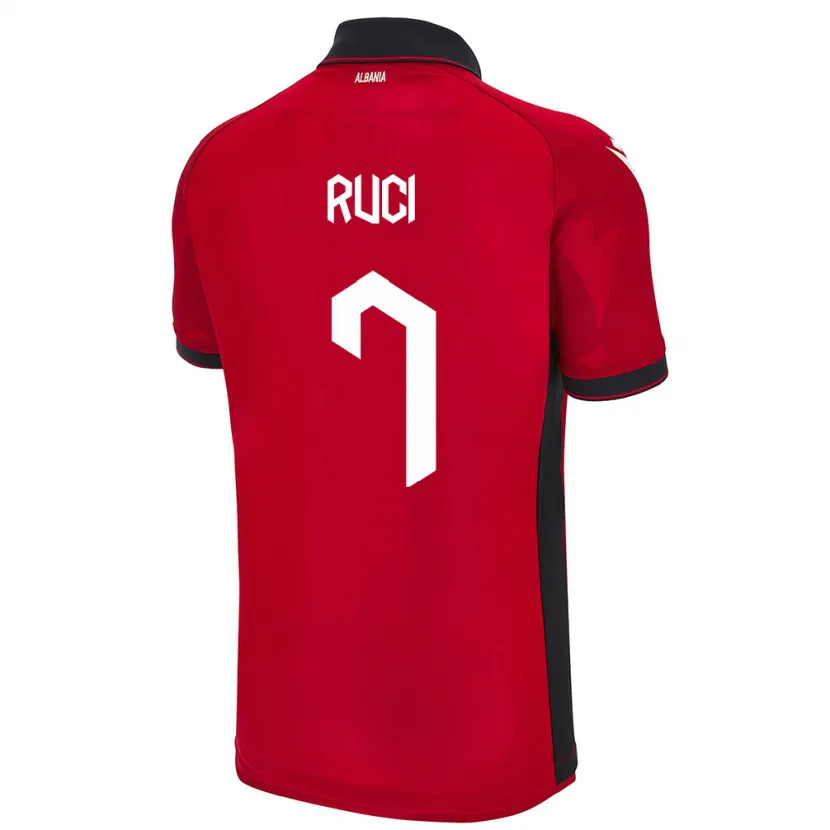 Danxen Donna Maglia Albania Flamur Ruci #7 Rosso Kit Gara Home 24-26 Maglietta