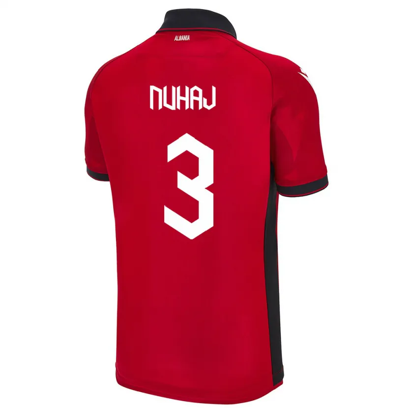 Danxen Donna Maglia Albania Fabjano Nuhaj #3 Rosso Kit Gara Home 24-26 Maglietta