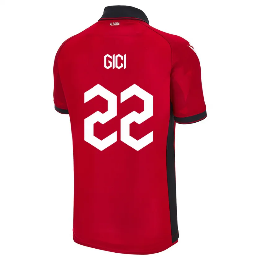 Danxen Donna Maglia Albania Matias Gici #22 Rosso Kit Gara Home 24-26 Maglietta