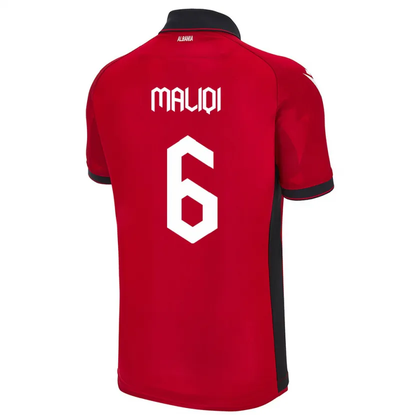 Danxen Donna Maglia Albania Sara Maliqi #6 Rosso Kit Gara Home 24-26 Maglietta