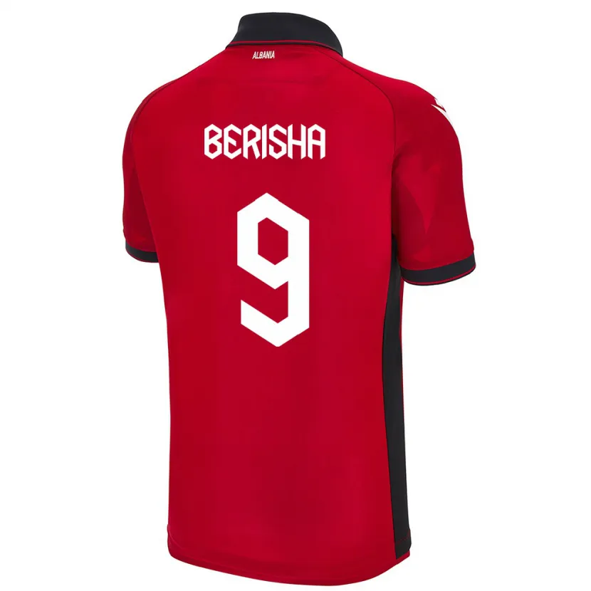Danxen Donna Maglia Albania Fortesa Berisha #9 Rosso Kit Gara Home 24-26 Maglietta