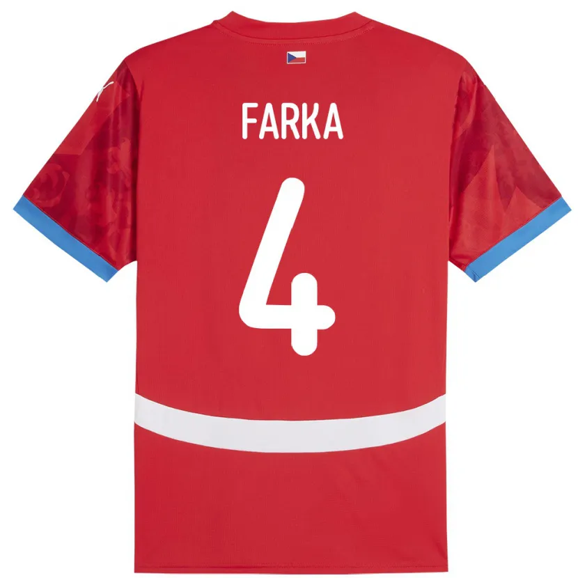 Danxen Donna Maglia Cechia Dominik Farka #4 Rosso Kit Gara Home 24-26 Maglietta