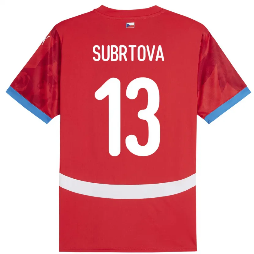 Danxen Donna Maglia Cechia Anna Šubrtová #13 Rosso Kit Gara Home 24-26 Maglietta