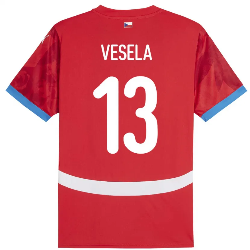 Danxen Donna Maglia Cechia Denisa Veselá #13 Rosso Kit Gara Home 24-26 Maglietta
