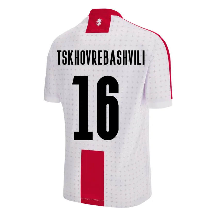 Danxen Donna Maglia Georgia Nikoloz Tskhovrebashvili #16 Bianco Kit Gara Home 24-26 Maglietta