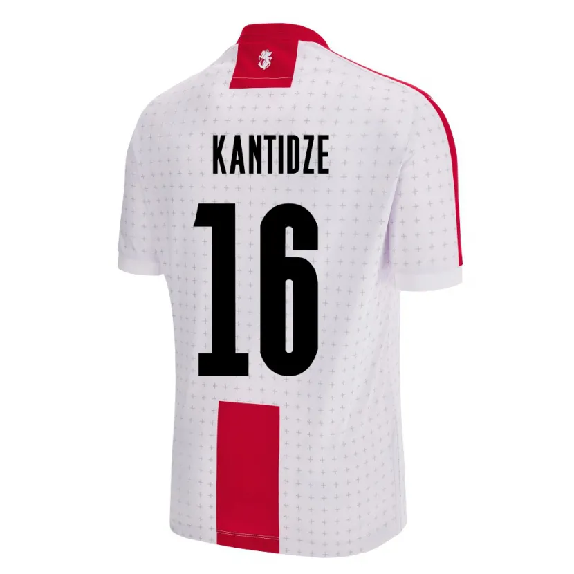 Danxen Donna Maglia Georgia Nikoloz Kantidze #16 Bianco Kit Gara Home 24-26 Maglietta