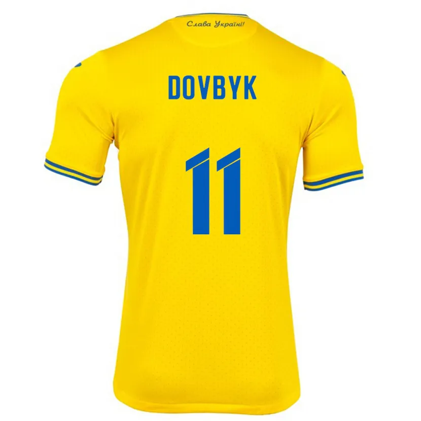 Danxen Donna Maglia Ucraina Artem Dovbyk #11 Giallo Kit Gara Home 24-26 Maglietta
