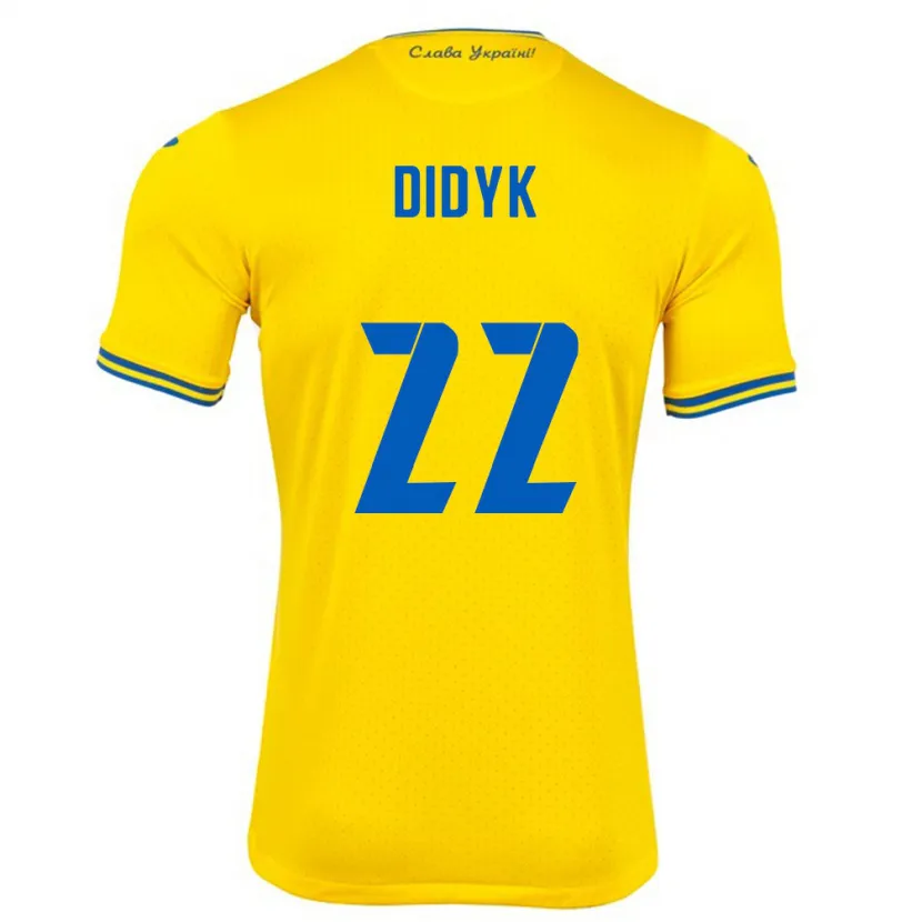 Danxen Donna Maglia Ucraina Roman Didyk #22 Giallo Kit Gara Home 24-26 Maglietta
