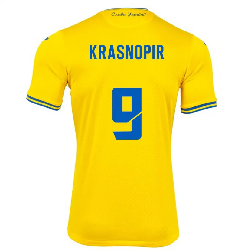 Danxen Donna Maglia Ucraina Igor Krasnopir #9 Giallo Kit Gara Home 24-26 Maglietta