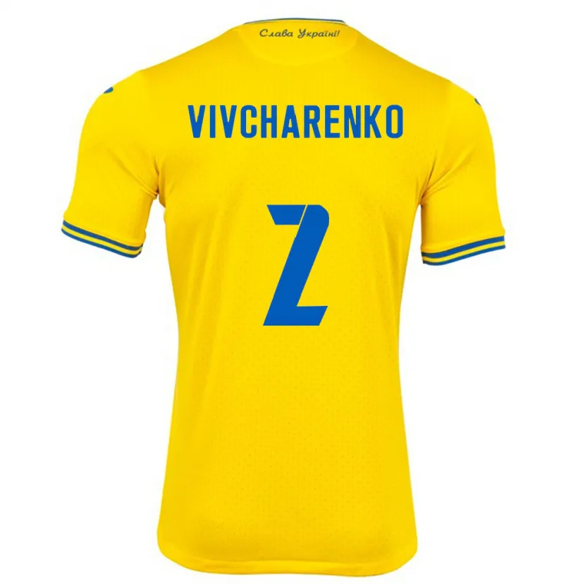 Danxen Donna Maglia Ucraina Kostyantyn Vivcharenko #2 Giallo Kit Gara Home 24-26 Maglietta
