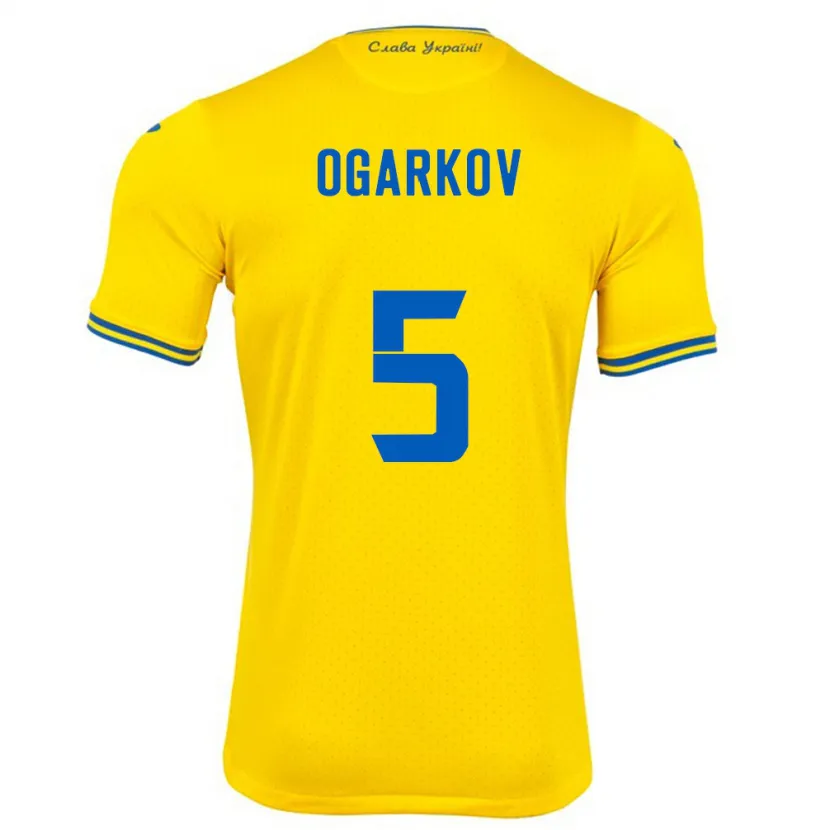 Danxen Donna Maglia Ucraina Mykola Ogarkov #5 Giallo Kit Gara Home 24-26 Maglietta