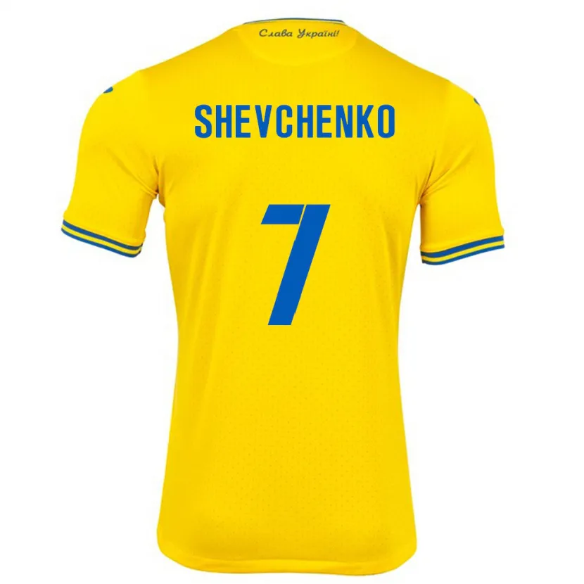 Danxen Donna Maglia Ucraina Kristian Shevchenko #7 Giallo Kit Gara Home 24-26 Maglietta
