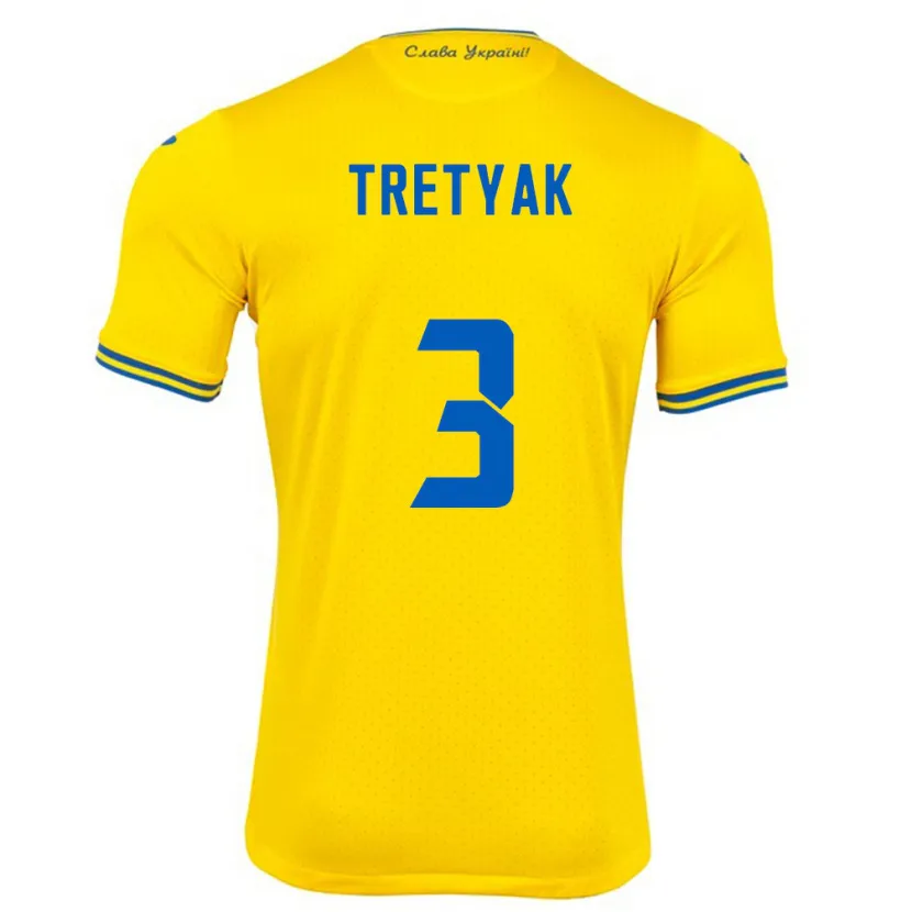 Danxen Donna Maglia Ucraina Demyan Tretyak #3 Giallo Kit Gara Home 24-26 Maglietta