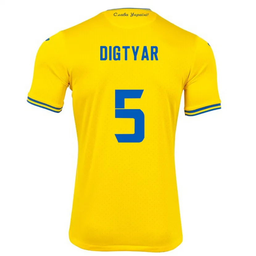 Danxen Donna Maglia Ucraina Kyrylo Digtyar #5 Giallo Kit Gara Home 24-26 Maglietta