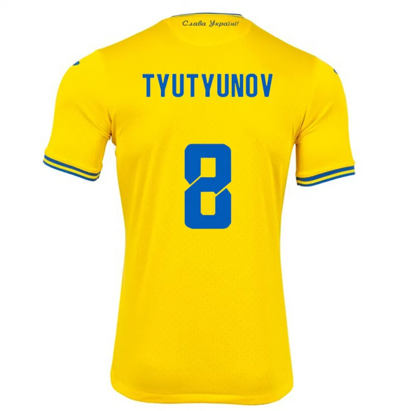 Danxen Donna Maglia Ucraina Vladyslav Tyutyunov #8 Giallo Kit Gara Home 24-26 Maglietta