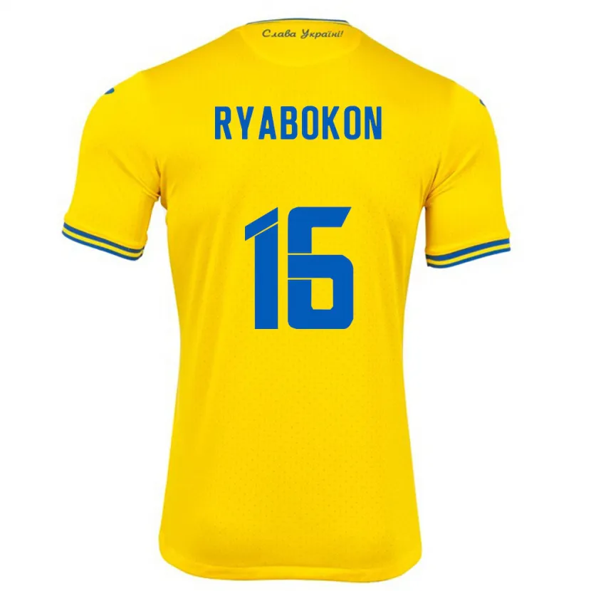 Danxen Donna Maglia Ucraina Yevgeniy Ryabokon #16 Giallo Kit Gara Home 24-26 Maglietta