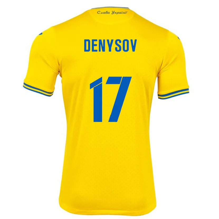 Danxen Donna Maglia Ucraina Ivan Denysov #17 Giallo Kit Gara Home 24-26 Maglietta