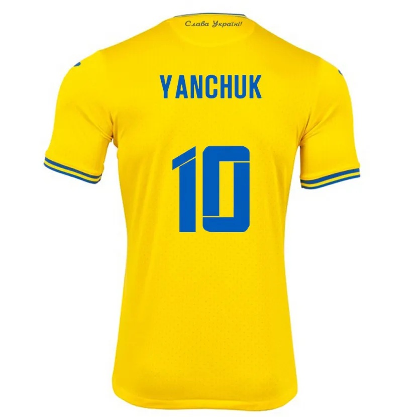 Danxen Donna Maglia Ucraina Polina Yanchuk #10 Giallo Kit Gara Home 24-26 Maglietta