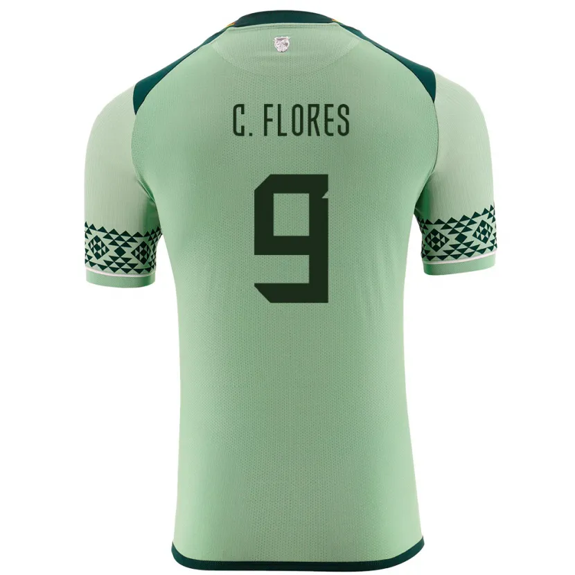 Danxen Donna Maglia Bolivia Cesar Flores #9 Verde Chiaro Kit Gara Home 24-26 Maglietta
