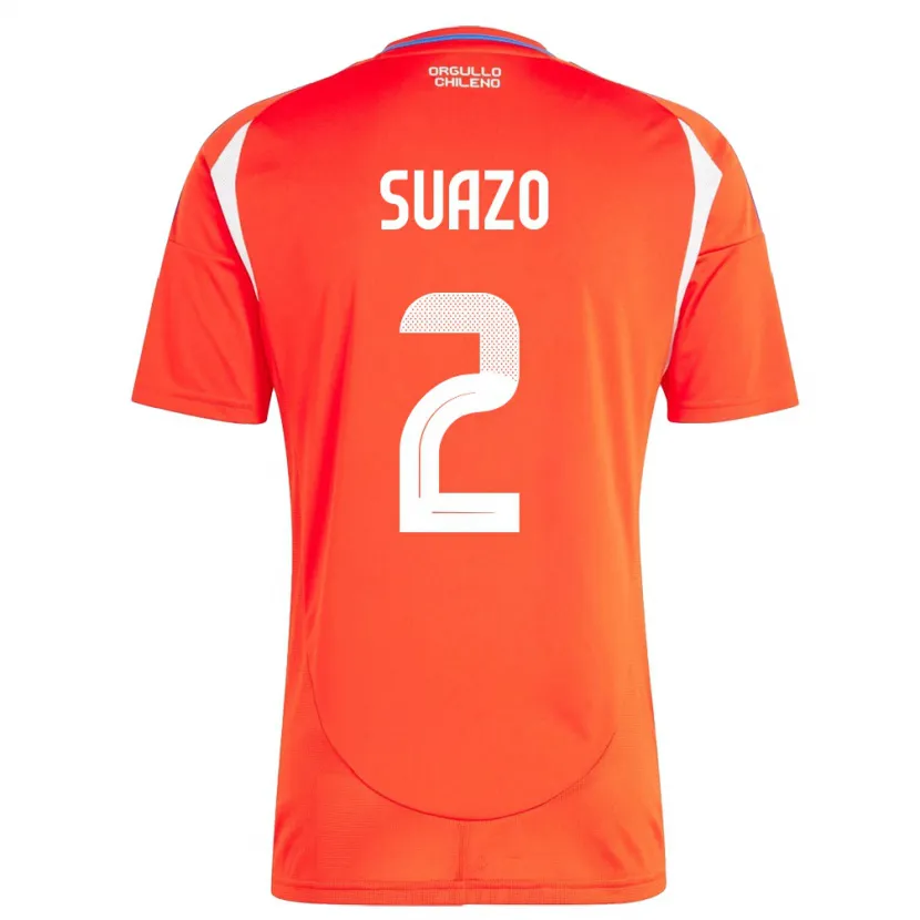 Danxen Donna Maglia Cile Gabriel Suazo #2 Rosso Kit Gara Home 24-26 Maglietta