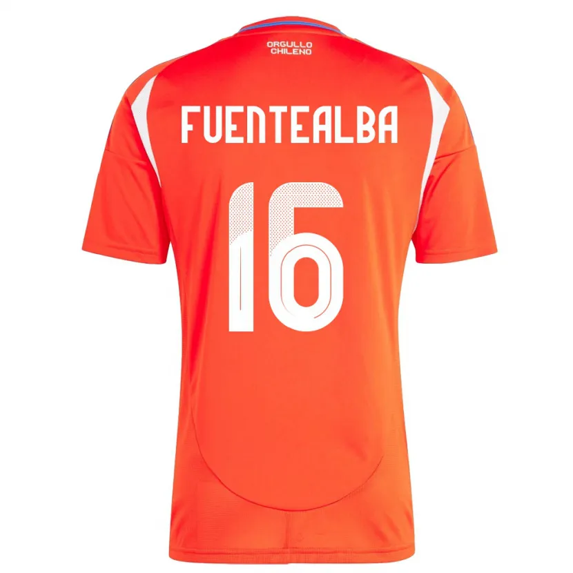 Danxen Donna Maglia Cile Jeison Fuentealba #16 Rosso Kit Gara Home 24-26 Maglietta
