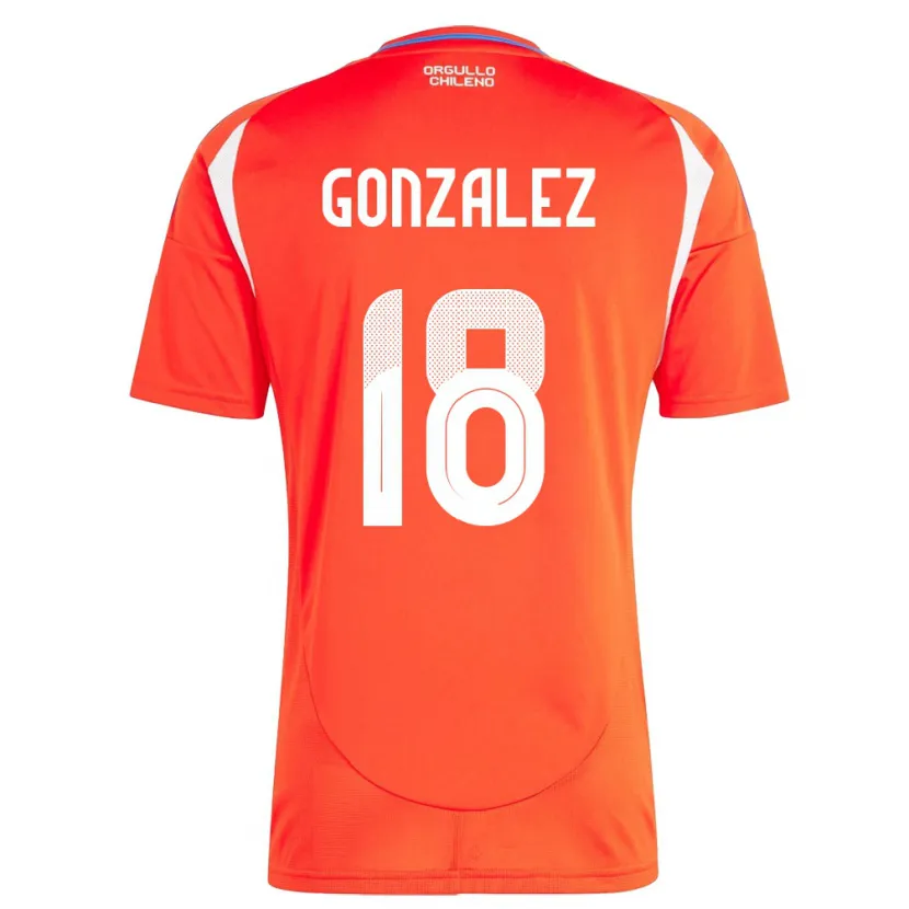 Danxen Donna Maglia Cile Bryan González #18 Rosso Kit Gara Home 24-26 Maglietta
