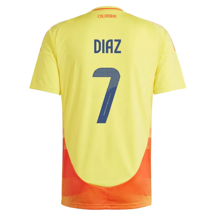 Danxen Donna Maglia Colombia Luis Díaz #7 Giallo Kit Gara Home 24-26 Maglietta