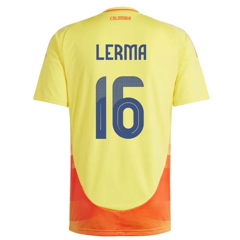Danxen Donna Maglia Colombia Jefferson Lerma #16 Giallo Kit Gara Home 24-26 Maglietta
