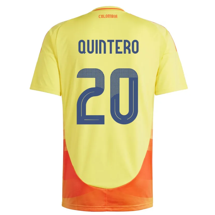 Danxen Donna Maglia Colombia Juan Fernando Quintero #20 Giallo Kit Gara Home 24-26 Maglietta