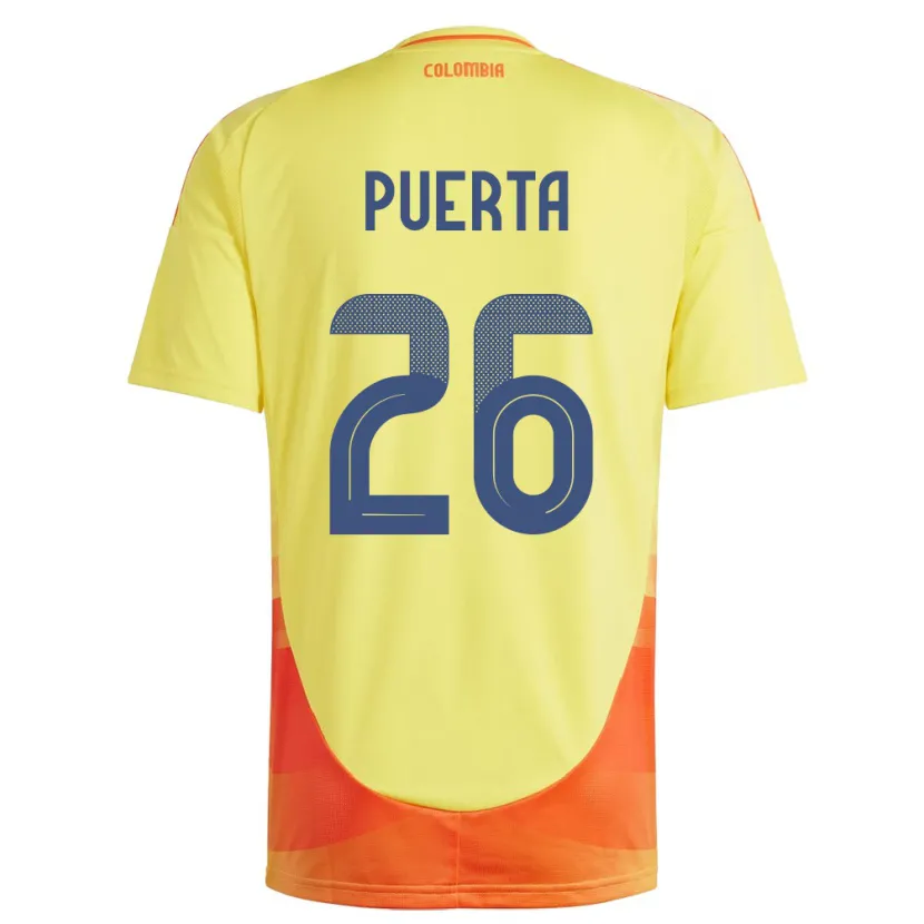 Danxen Donna Maglia Colombia Gustavo Puerta #26 Giallo Kit Gara Home 24-26 Maglietta