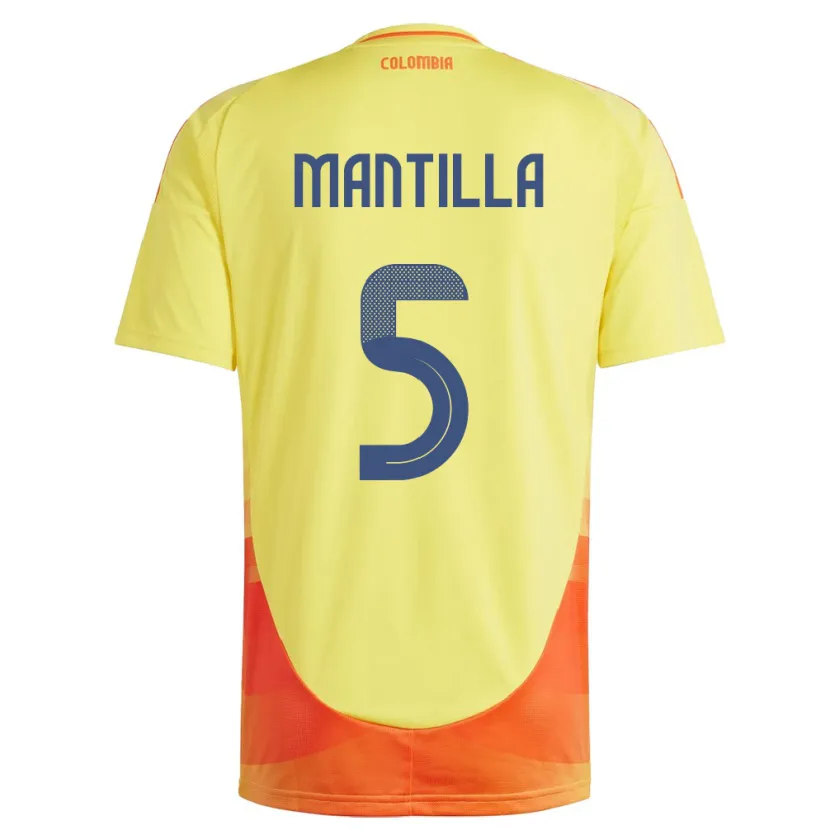 Danxen Donna Maglia Colombia Kevin Mantilla #5 Giallo Kit Gara Home 24-26 Maglietta