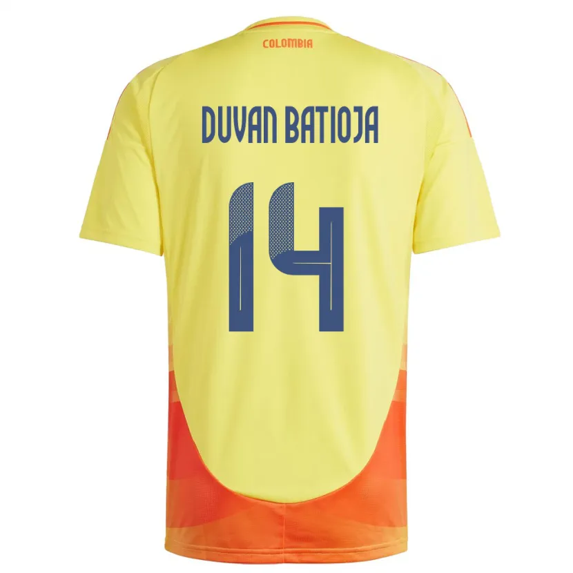 Danxen Donna Maglia Colombia Andy Duván Batioja #14 Giallo Kit Gara Home 24-26 Maglietta