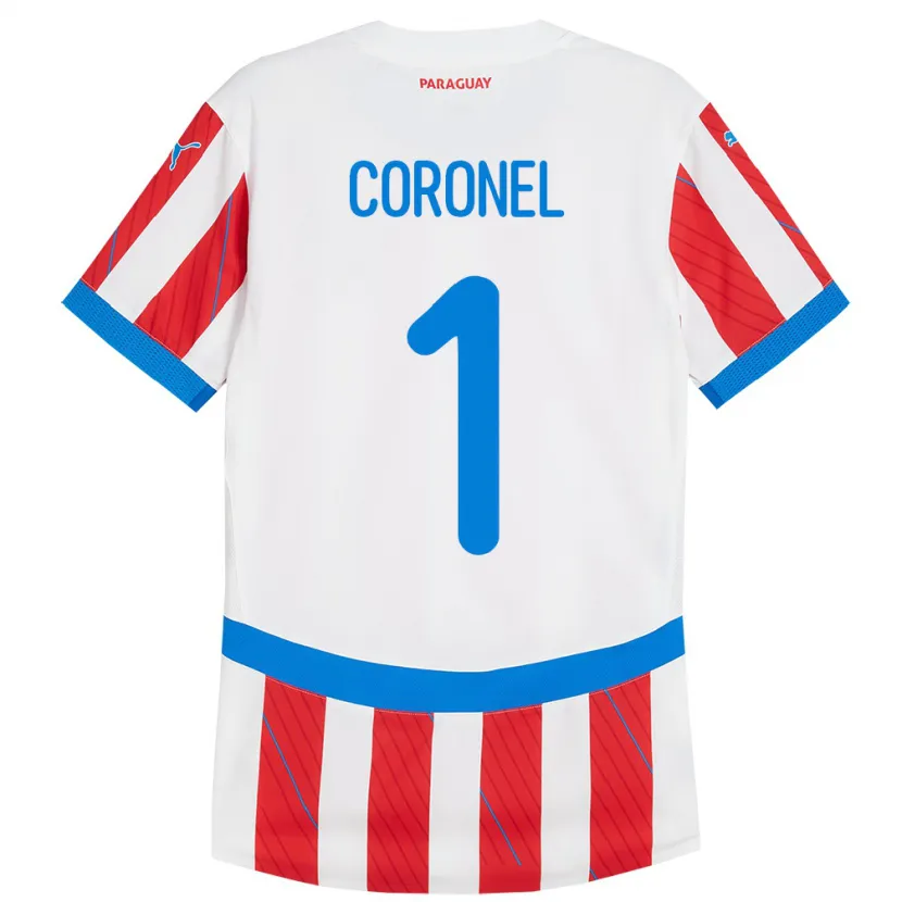 Danxen Donna Maglia Paraguay Carlos Coronel #1 Bianco Rosso Kit Gara Home 24-26 Maglietta