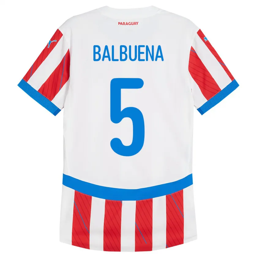 Danxen Donna Maglia Paraguay Fabián Balbuena #5 Bianco Rosso Kit Gara Home 24-26 Maglietta
