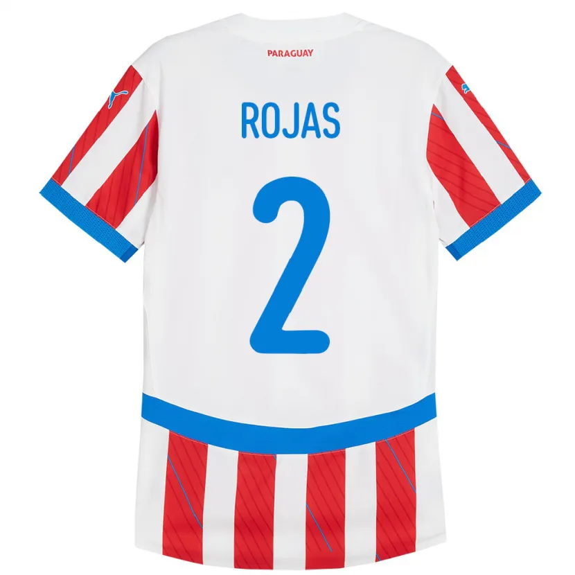 Danxen Donna Maglia Paraguay Robert Rojas #2 Bianco Rosso Kit Gara Home 24-26 Maglietta