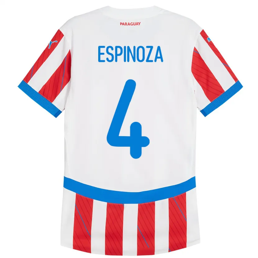 Danxen Donna Maglia Paraguay Matías Espinoza #4 Bianco Rosso Kit Gara Home 24-26 Maglietta