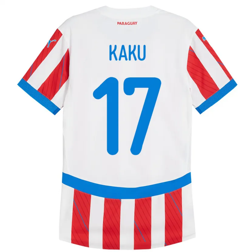 Danxen Donna Maglia Paraguay Kaku #17 Bianco Rosso Kit Gara Home 24-26 Maglietta