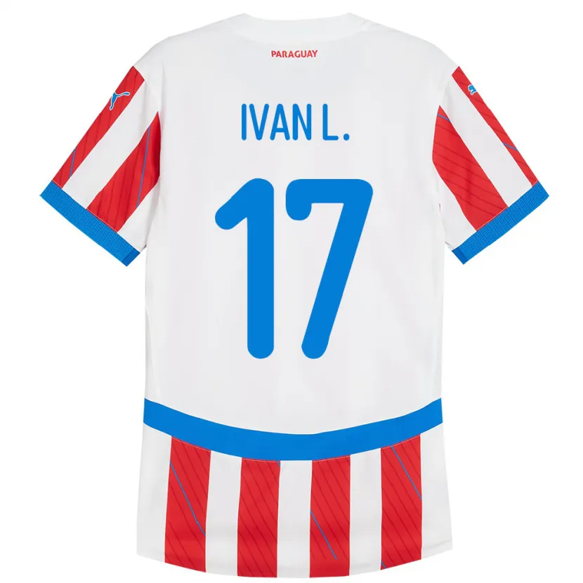 Danxen Donna Maglia Paraguay Iván Leguizamón #17 Bianco Rosso Kit Gara Home 24-26 Maglietta