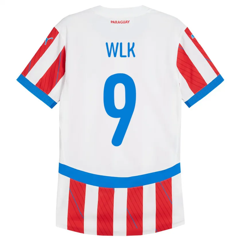 Danxen Donna Maglia Paraguay Allan Wlk #9 Bianco Rosso Kit Gara Home 24-26 Maglietta