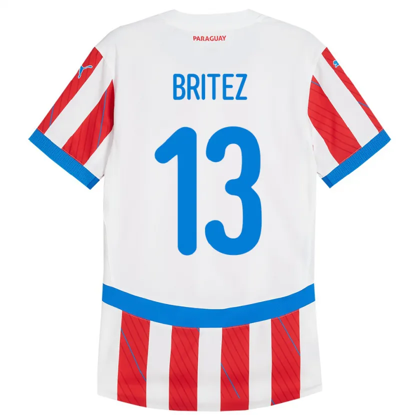 Danxen Donna Maglia Paraguay Abel Brítez #13 Bianco Rosso Kit Gara Home 24-26 Maglietta