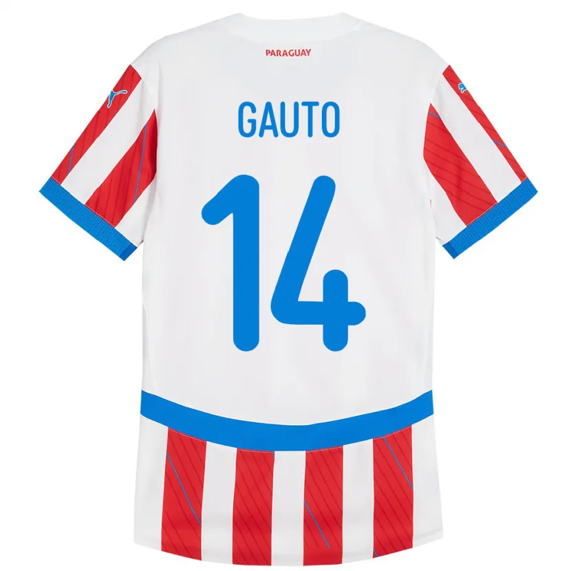 Danxen Donna Maglia Paraguay Ariel Gauto #14 Bianco Rosso Kit Gara Home 24-26 Maglietta